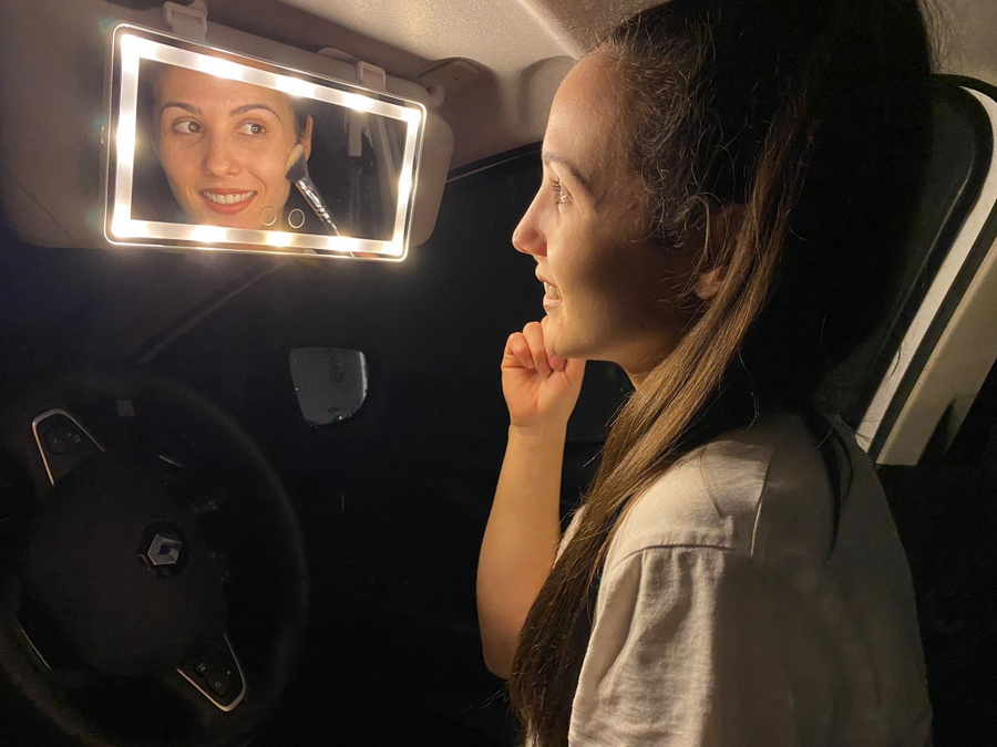 LED Mirror Car Sun visor Vanity Accessories Light Makeup Women